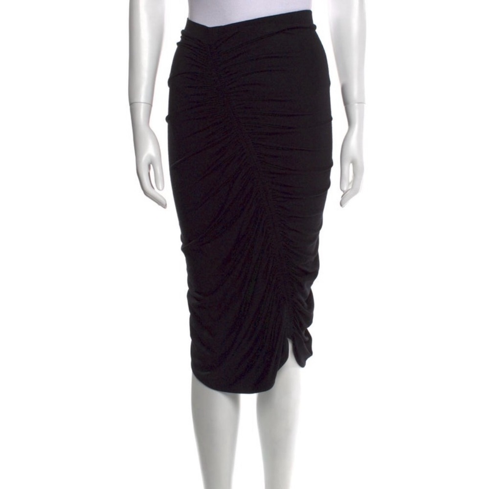 Zero + Maria Cornejo Black Midi Ruched Jersey Pencil Skirt